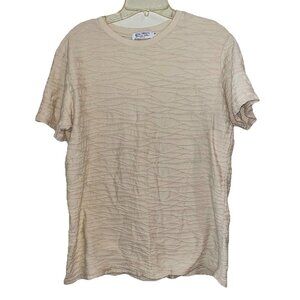 Mida Undici Shirt Short Sleeve T-shirt Raised Fabric Light Tan Cool Design Sz M